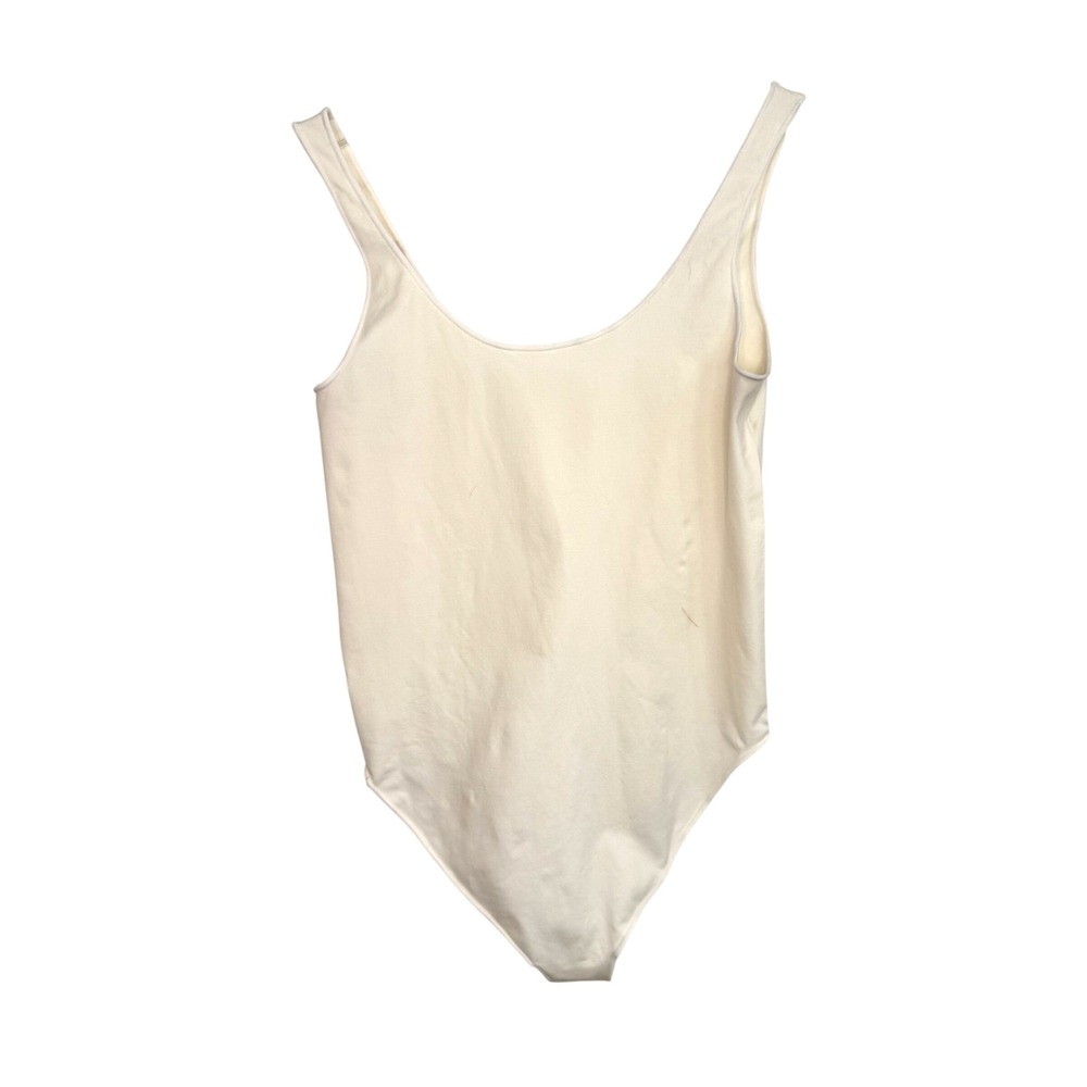 Minimalist Fits Everybody Bodysuit Ivory Nylon Skims Scoop Neck L/XL Women
